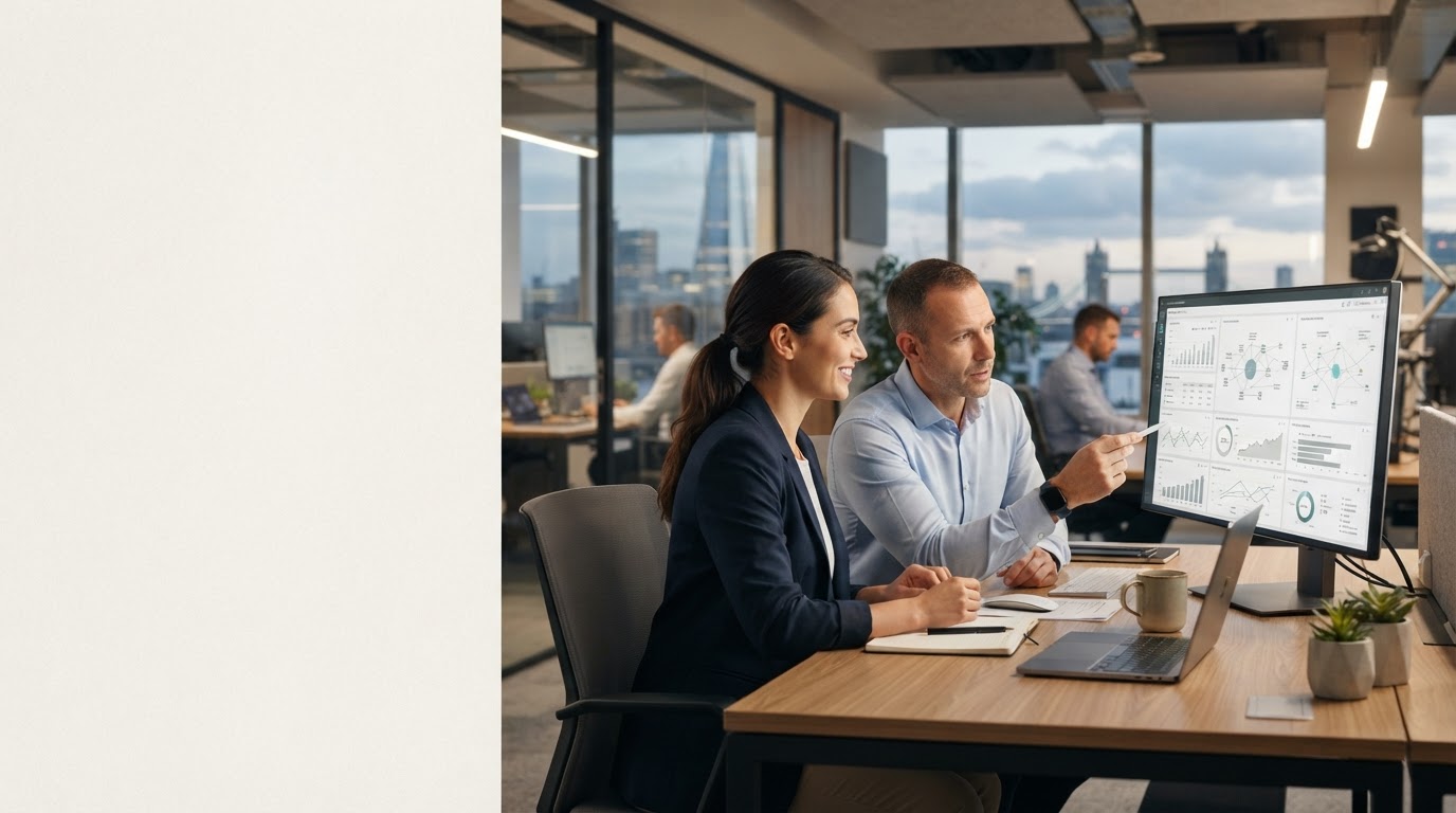 Bussola Rendecto AI risk-management platform displayed for a remote professional working independently of a fixed office